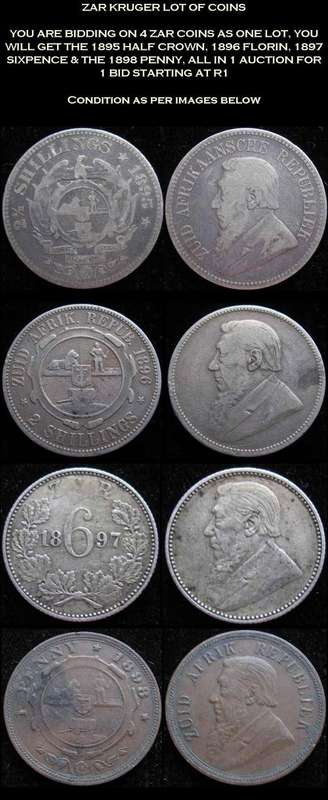 ZAR KRUGER COINS - 1 LOT FOR A CRAZY R1 START