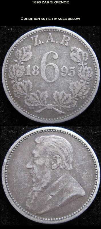 1895 ZAR KRUGER SIXPENCE