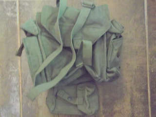 OLD SOUTH AFRICAN ARMY WEBBING BAG WITH SHOULDER STRAP AND AMMO POUCH
