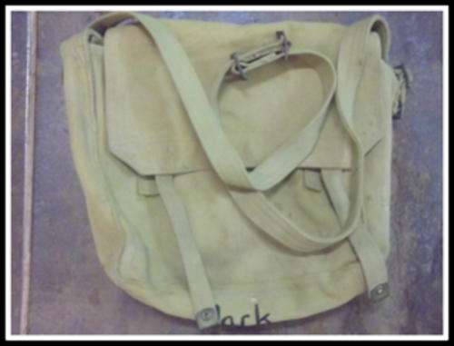 OLD ARMY??? BAG WITH SHOULDER STRAP-TWO POCKETS IN BROWN FABRIC INSIDE