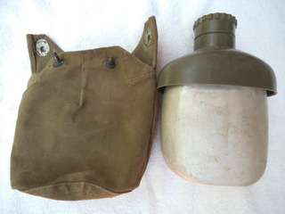 OLD SOUTH AFRICAN ARMY ALUMINIUM WATER BOTTLE WITH PLASTIC TOP IN CANVAS COVER