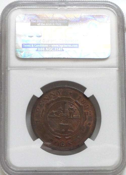 ZAR 1892 PENNY NGC MS62BN