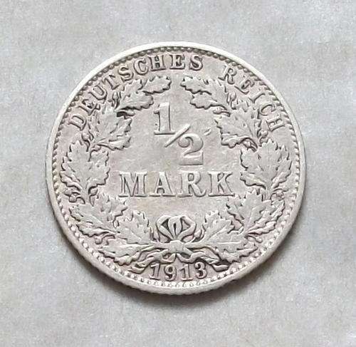 GERMANY 1913 SILVER HALF MARK