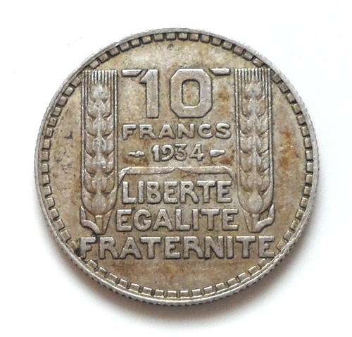 FRANCE 1934 **SILVER** 10 FRANCS