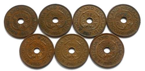 SOUTHERN RHODESIA 1955 TO 1963 PENNY FULL SET (7 COINS)