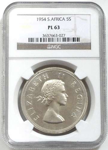 1954 5 SHILLING NGC PL63