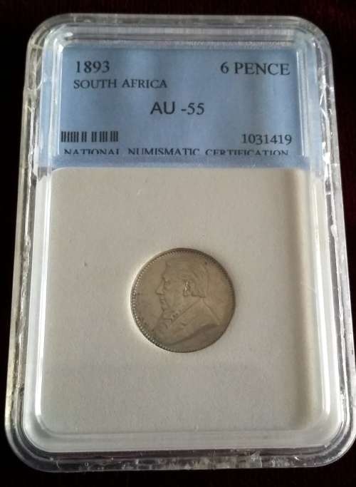 1893 ZAR 6 PENCE NNC AU55
