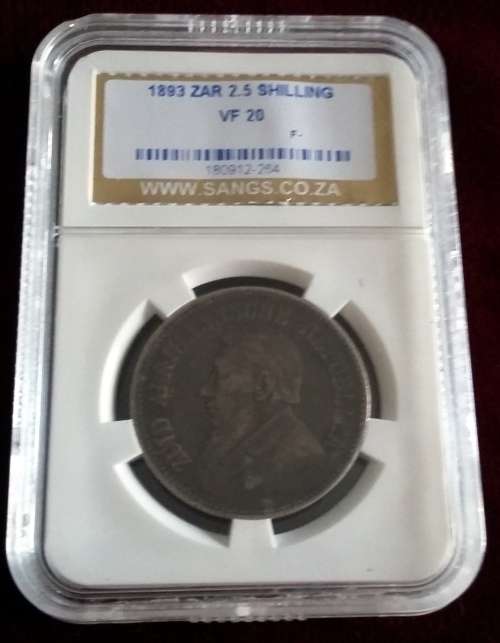 1893 ZAR 2.5 SHILLING SANGS VF20