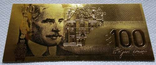 GOLD BANKNOTE -999 24K CANADA 100 DOLLARS