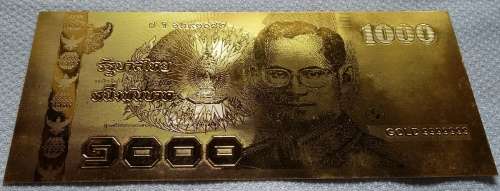 GOLD BANKNOTE -999 24K THAILAND 1000 BAHT