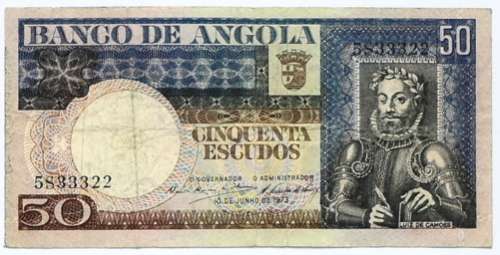 ANGOLA 1973 50 ESCUDOS NOTE