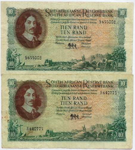 1961 10 RAND NOTE A/E + E/A  MH DE KOCK (2 NOTES)
