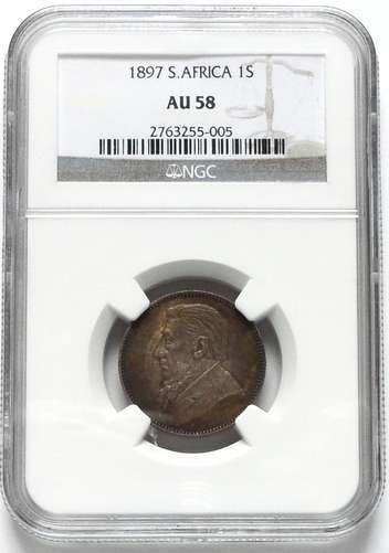 1897 ZAR SHILLING NGC AU58