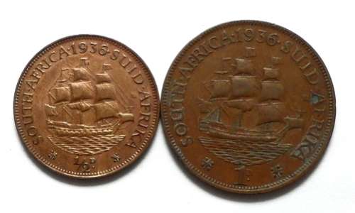 1936 1/2 PENNY + PENNY (2 COINS)