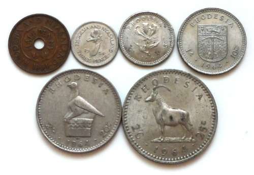 RHODESIA 1964 1/2 TO 25 CENTS FULL SET (6 COINS)