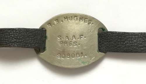 SOUTH AFRICAN AIRFORCE TRENCH ART DOG TAG MADE INTO BRACELET
