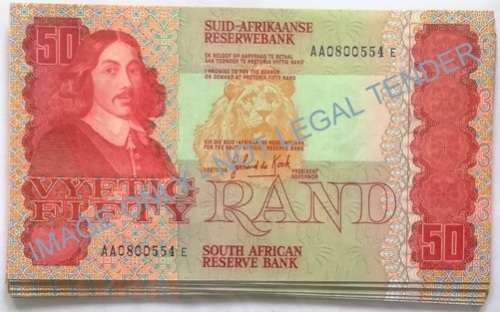 GERHARD DE KOCK 50 RAND EF+ (10 NOTES SEQUENCE) **BID PER NOTE**
