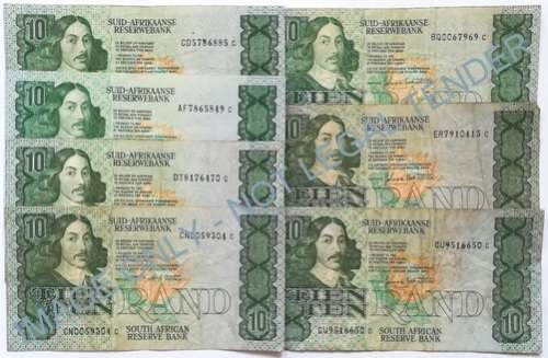 G P C DE KOCK 10 RAND 3RD ISSUE (7 NOTES)** BID PER NOTE**