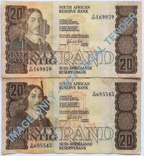 G P C DE KOCK 20 RAND 1981 2ND ISSUE 2 NOTES **BID PER NOTE**