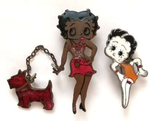 VINTAGE BETTY BOOP ENAMEL PIN/BADGE X 2