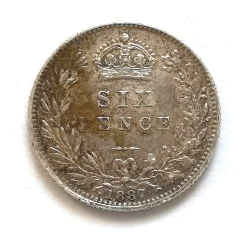 GREAT BRITAIN 1887 SILVER SIXPENCE