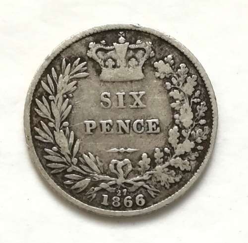 GREAT BRITAIN 1866 SILVER 6 PENCE