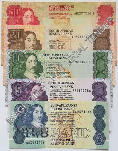 C L STALS 2+5+10+20+50 RAND NOTE (5 NOTES)
