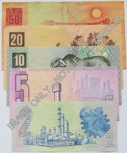 C L STALS 2+5+10+20+50 RAND NOTE (5 NOTES)