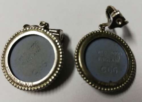 VINTAGE STERLING SILVER WEDGWOOD ENGLAND EARRINGS  DIAMETER 22MM - CLIP ON