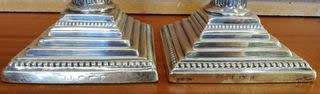 PAIR STERLING SILVER BIRMINGHAM 1902 CORINTHIAN COLUMN CANDLESTICKS 230MM SOME WEAR-SEE PHOTOS