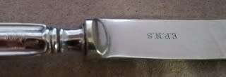 STERLING SILVER LONDON 1916 BOXED SET OF 6 BUTTER KNIVES  160MM BLADES EPNS