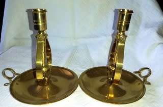 PAIR SOLID BRASS GIMBALS - SHIP'S CANDLE HOLDERS 175 X 150MM