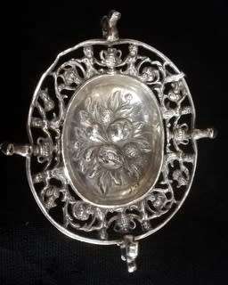 STERLING SILVER SWEET/PIN DISH WITH ORNATE PATTERN 100X75X30MM