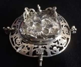 STERLING SILVER SWEET/PIN DISH WITH ORNATE PATTERN 100X75X30MM