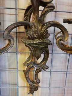 PAIR ORNATE CAST 3 BRANCH WALL SCONCES 400X220MM **WORKING**