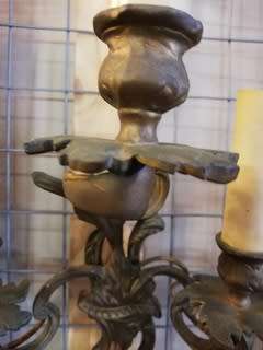 PAIR ORNATE CAST 3 BRANCH WALL SCONCES 400X220MM **WORKING**
