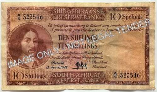 MH DE KOCK 1948 10 SHILLINGS NOTE