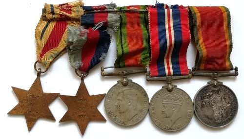 WW2 GROUP OF 5 MEDALS ISSUED TO H P GUNTER 51578