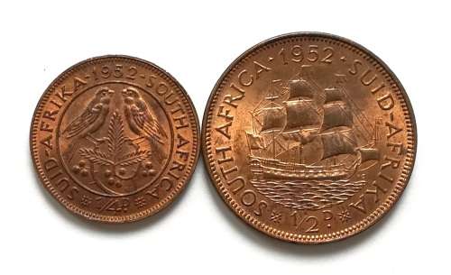 UNION 1952 1/4 +  1/2 PENNY (2 COINS)