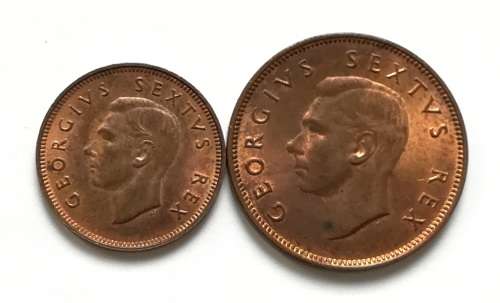 UNION 1952 1/4 +  1/2 PENNY (2 COINS)