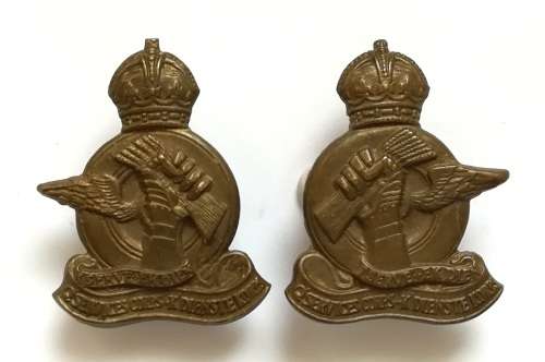 SERVICE CORPS BRASS COLLAR BADGES PAIR