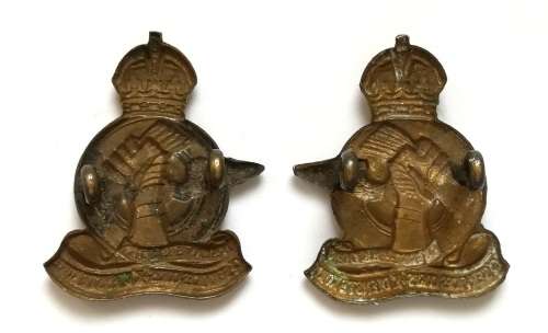 SERVICE CORPS BRASS COLLAR BADGES PAIR