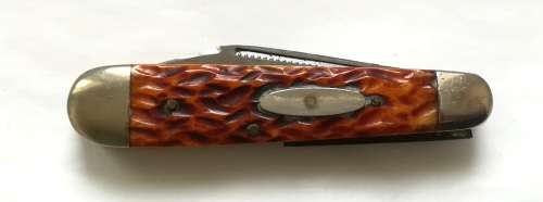 VINTAGE POCKET KNIFE JAPAN 75-6094 BONE STAINLESS STEEL USED 75MM