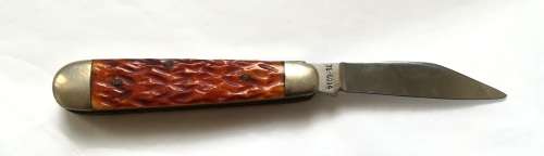 VINTAGE POCKET KNIFE JAPAN 75-6094 BONE STAINLESS STEEL USED 75MM