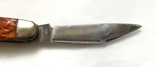VINTAGE POCKET KNIFE JAPAN 75-6094 BONE STAINLESS STEEL USED 75MM