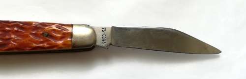 VINTAGE POCKET KNIFE JAPAN 75-6094 BONE STAINLESS STEEL USED 75MM
