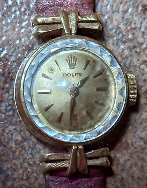 ROLEX 1401 ORCHID LADIES WATCH 18K GOLD MECHANICAL HANDWIND