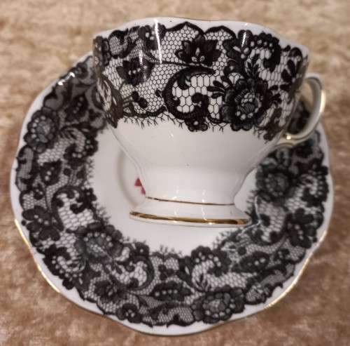 **RARE ** ROYAL ALBERT BONE CHINA ENGLAND  **SENORITA ** 3 X COFFEE CUPS AND SAUCERS **BID PER DUO**