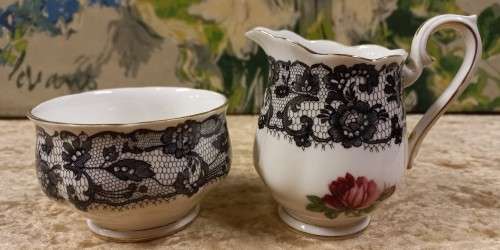 **RARE **ROYAL ALBERT BONE CHINA **SENORITA** SMALL MILK JUG AND SUGAR BASIN **PRICE FOR BOTH**