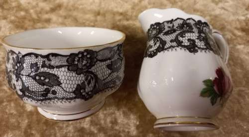 **RARE **ROYAL ALBERT BONE CHINA **SENORITA** SMALL MILK JUG AND SUGAR BASIN **PRICE FOR BOTH**
